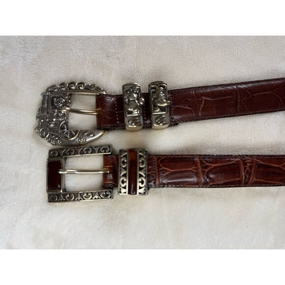 BRIGHTON VINTAGE Disney Leather Belt Sz 28 Mickey Mouse Pluto Donald Lot Of 2 - Picture 3 of 10